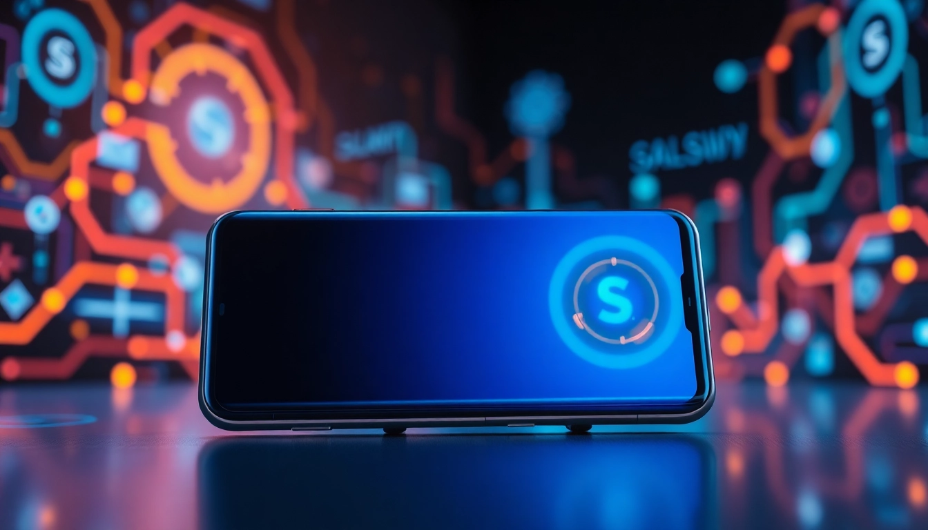 The Samsung Galaxy S8 displayed prominently, showcasing its Infinity Display in a modern tech setting, emphasizing innovation.