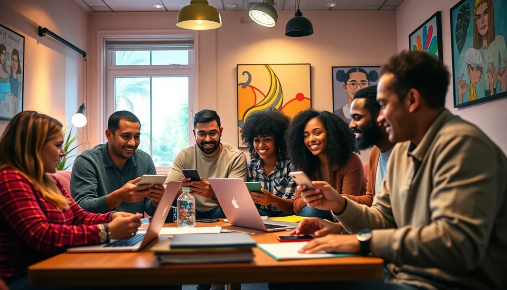 Discover new OnlyFans creators in a dynamic digital workspace with diverse content creators collaborating.