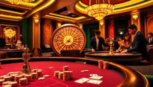Experience the excitement of RIKVIP gaming amidst a luxurious casino atmosphere.