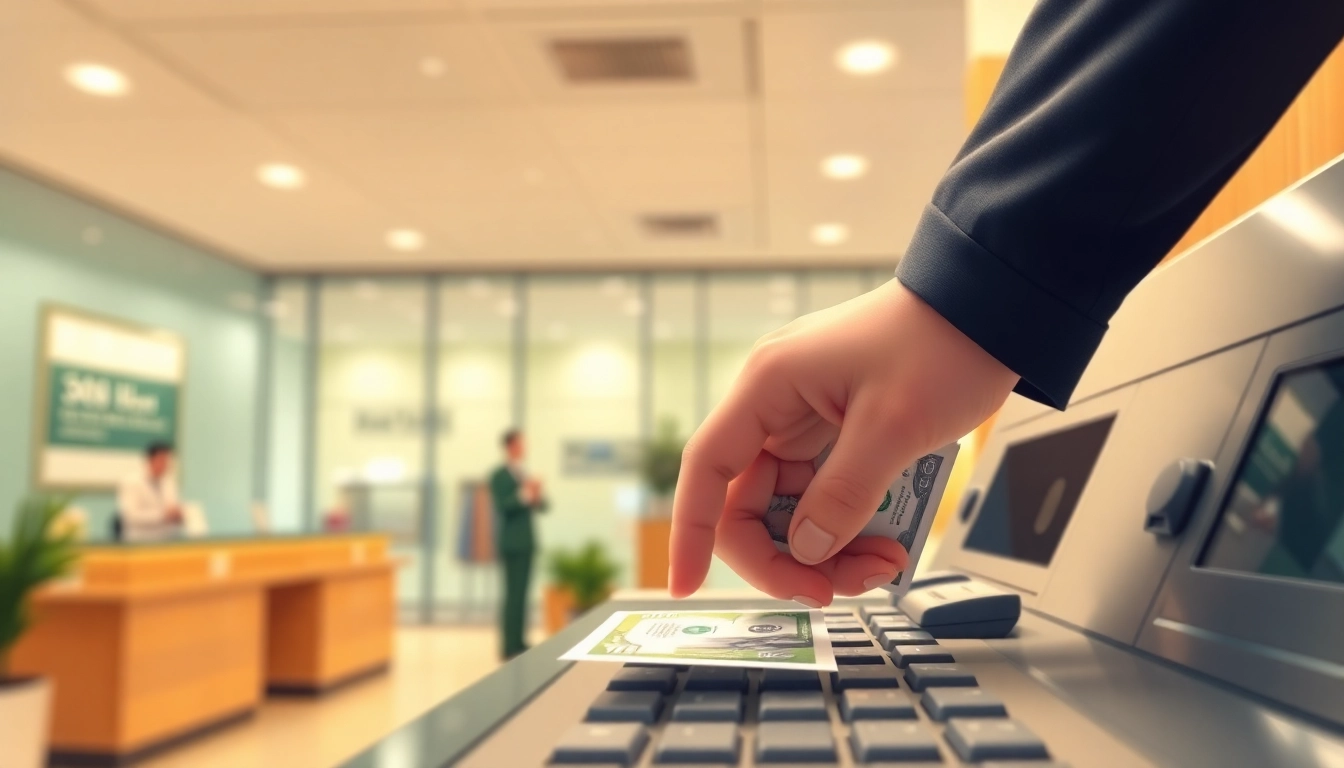 Menunjukkan proses deposit 1k secara cash di bank, menggambarkan kepercayaan dan kemudahan.