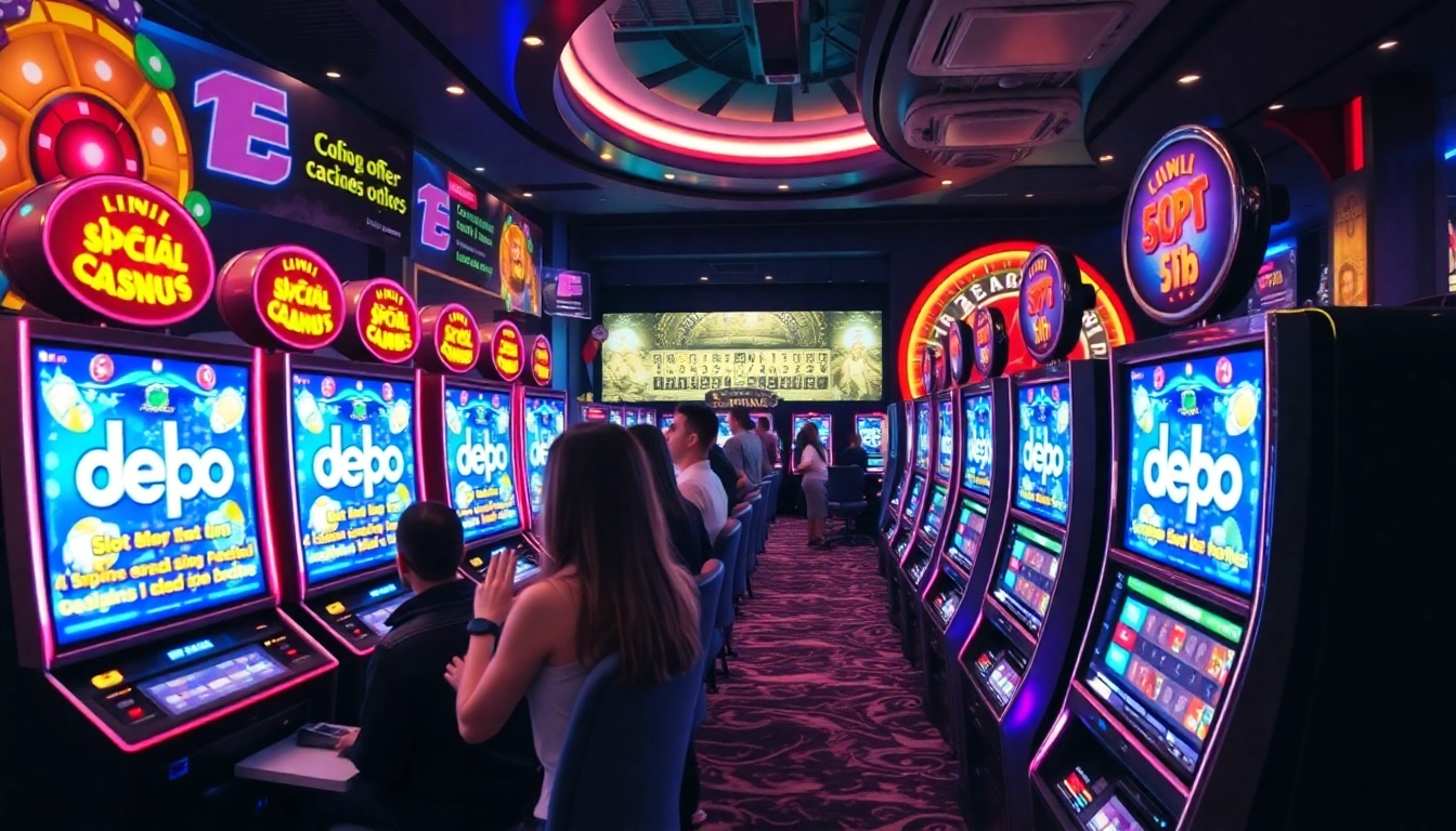 Pemain menikmati mesin slot yang penuh warna, menampilkan penawaran Slot Depo 5rb untuk pengalaman bermain yang seru.