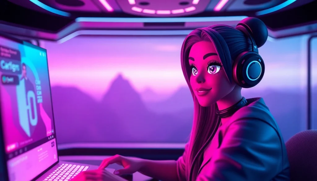 Engaging visual of an NSFW AI interaction showcasing a futuristic chat environment with a friendly avatar.