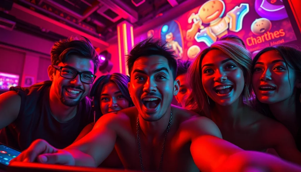 Immersive scene from a mobile porn game featuring diverse characters and vibrant graphics.