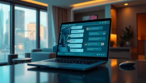 Engaging NSFW character AI chat interface in a modern apartment setting.