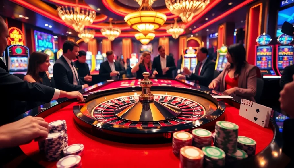 Players enjoying thrilling BK8 casino games at a luxurious roulette table.