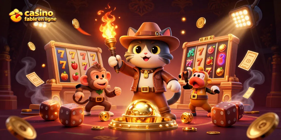 Interagissez avec le casino fiable en ligne à travers une aventure 3D palpitante mettant en scène un chat archéologue et un singe.