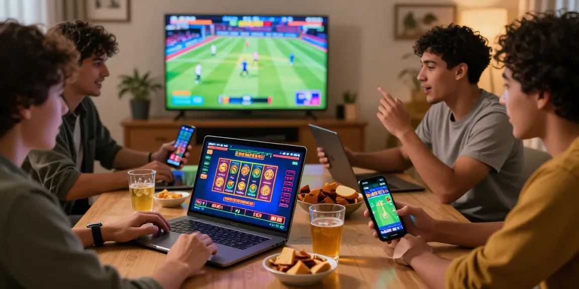 Friends enjoying various games on OPEN88 platform in a cozy living room, showcasing online gaming excitement.