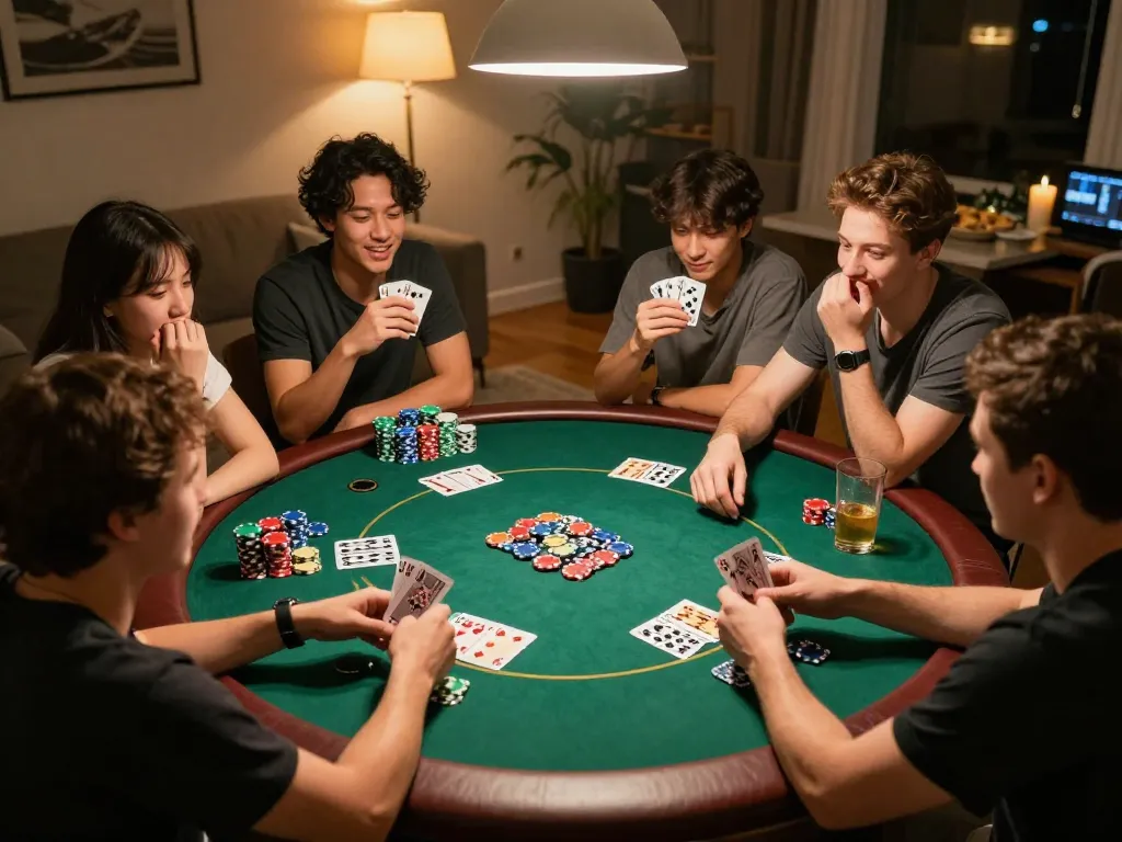 Players enjoying a thrilling card game at home, showcasing UGDEWA strategies to maximize gaming excitement.