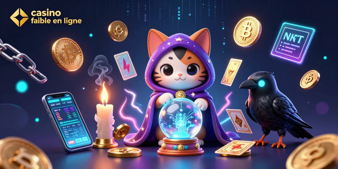 Engagez-vous avec la scène du casino fiable en ligne présentant des personnages mystiques et des éléments crypto vibrants.