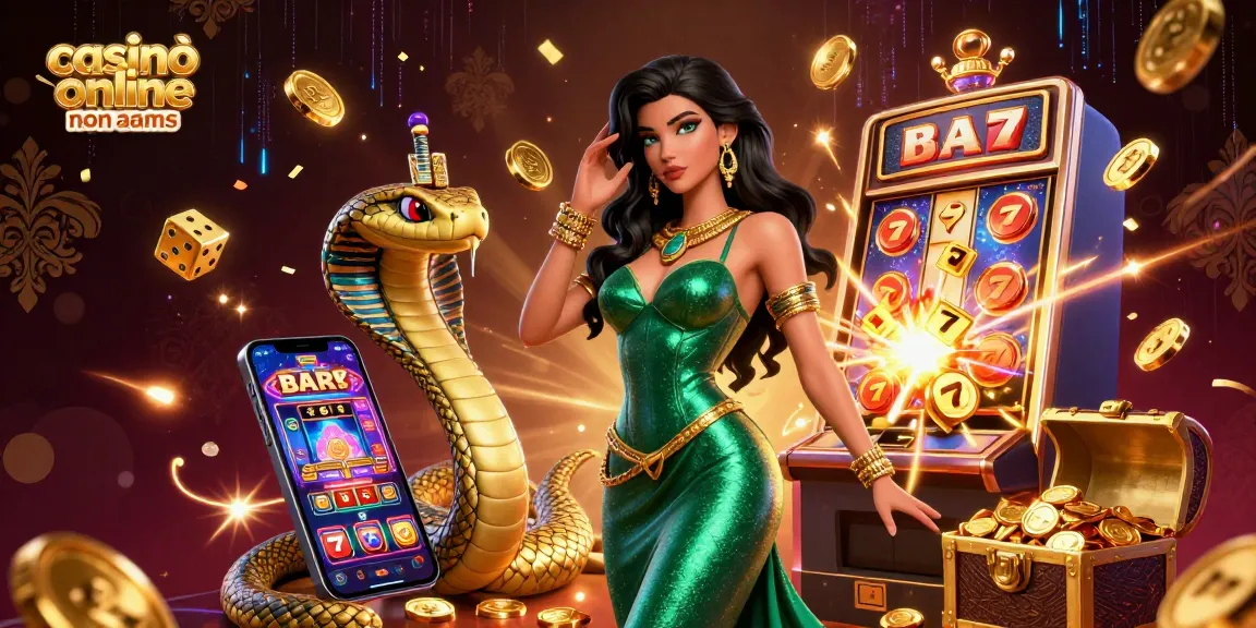 Casinò online non aams con una scena glamour caratterizzata da slot machine vibranti, elementi dorati e azione di gioco emozionante.