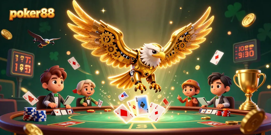 Experience victory in poker88 with vibrant card cascades and engaging 3D elements.