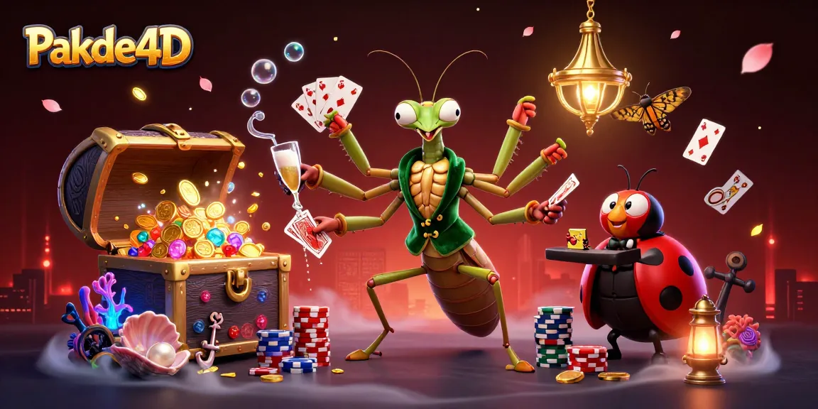 Spin to win with Pakde4D as the giant mantis dealer shuffles cards and celebrates jackpots!